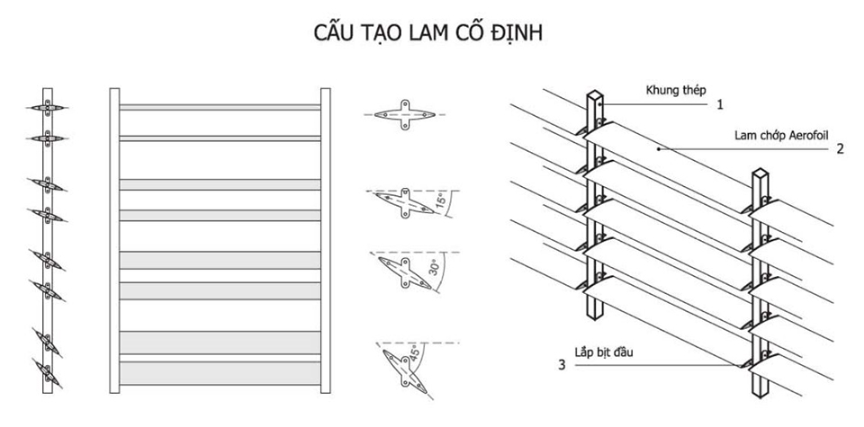 lam chắn nắng hình thoi cố định