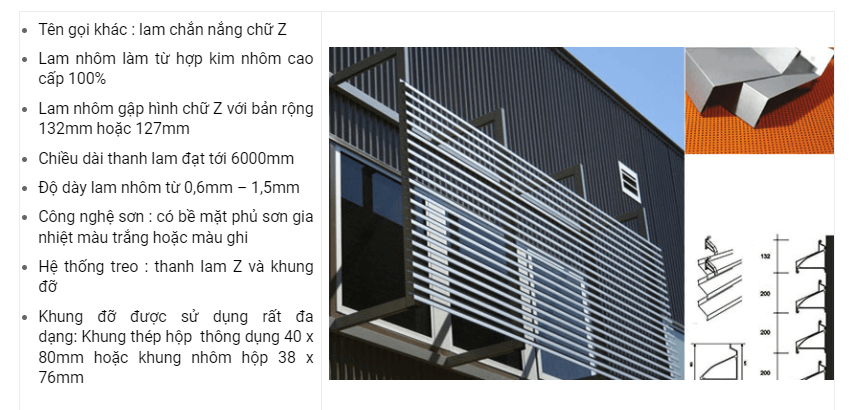 chi tiết lam chắn nắng 132S